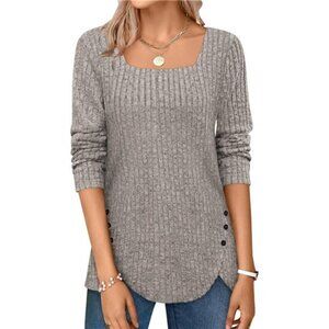Women's Fall Lightweight Long Sleeve Square Neck Sweater